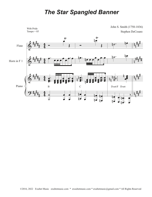 The Star Spangled Banner (French Horn Quartet and Piano) (arr. Stephen DeCesare)