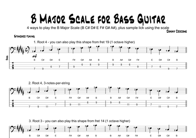 B Major Scale for Bass Guitar (4 Ways to Play)