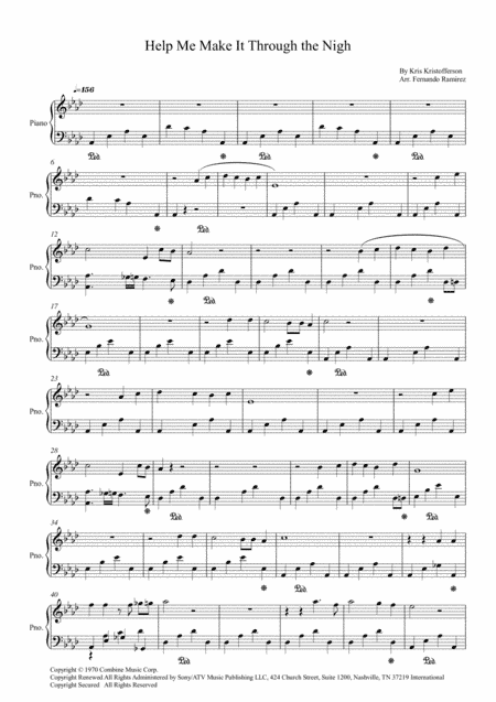 Help Me Make It Through The Night (arr. Fernando Ramirez)