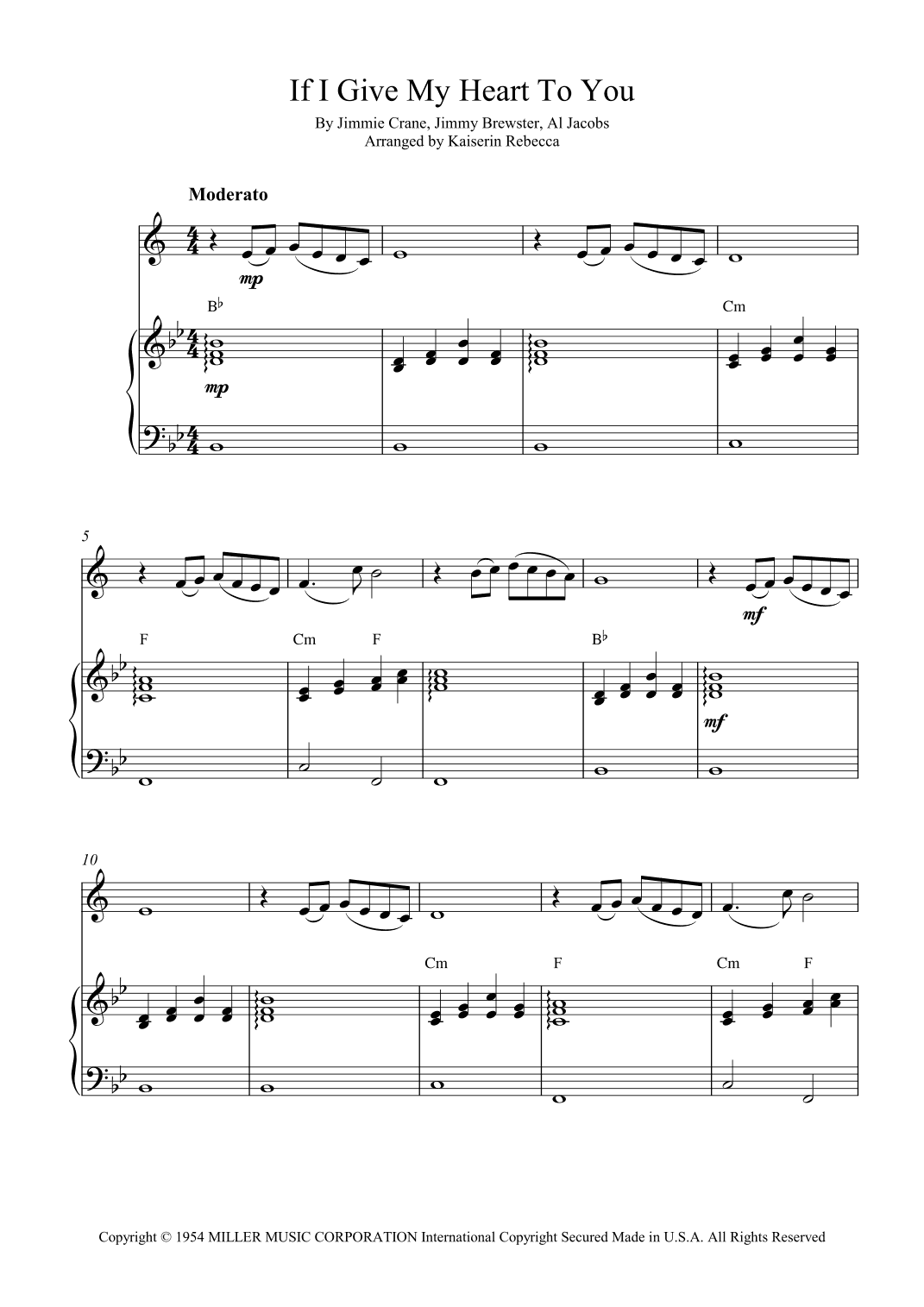If I Give My Heart To You (arr. Kaiserin Rebecca)