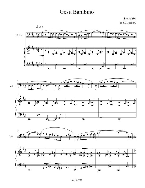 Gesu Bambino (Cello Solo with Piano Accompaniment) (arr. B. C. Dockery)