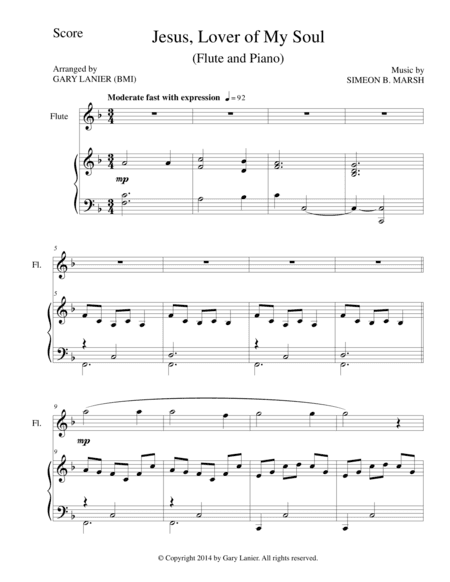 JESUS, LOVER OF MY SOUL (Flute/Piano and Flute Part (arr. Gary Lanier)