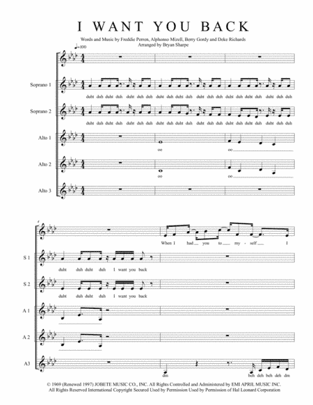 I Want You Back (arr. Bryan Sharpe)