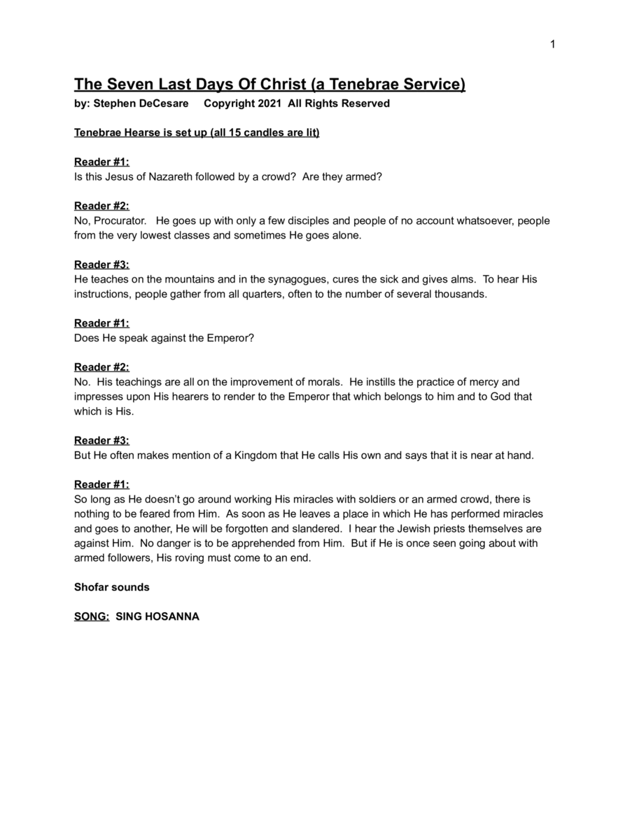 The Seven Last Days Of Christ (Tenebrae Service) (SATB version)