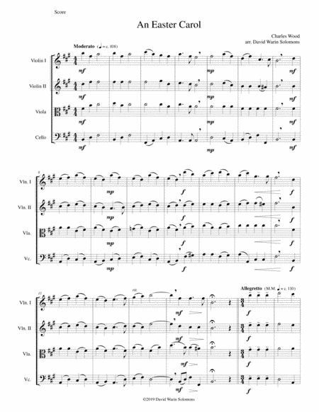 Easter Carol for string quartet (arr. David Warin Solomons)