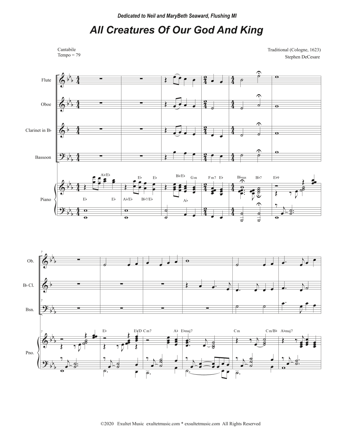 All Creatures Of Our God And King (Woodwind Quartet and Piano) (arr. Stephen DeCesare)
