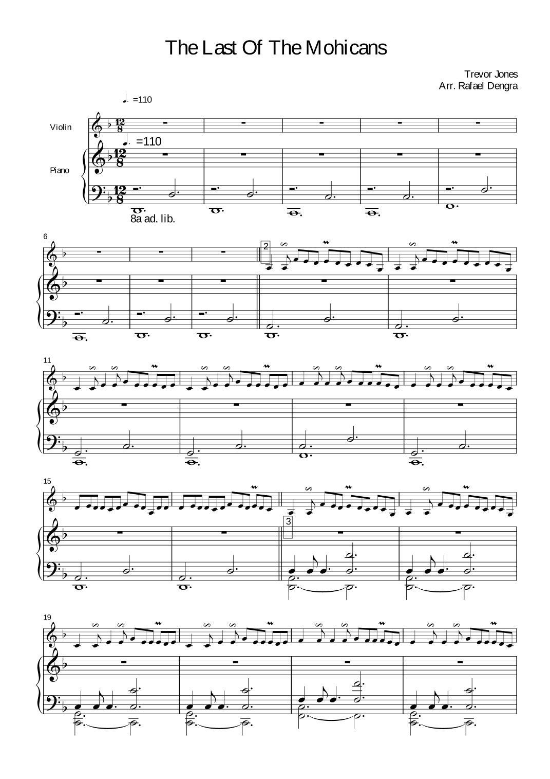 Last Of The Mohicans (main Theme) (arr. Rafael Dengra)