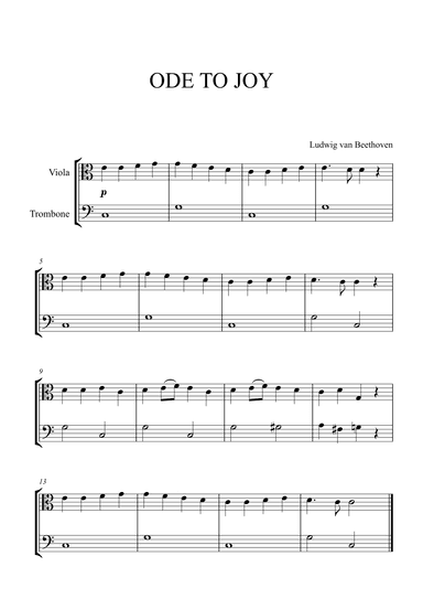 Beethoven - Ode to Joy (for Viola and Trombone) (arr. Cadenza Editions)
