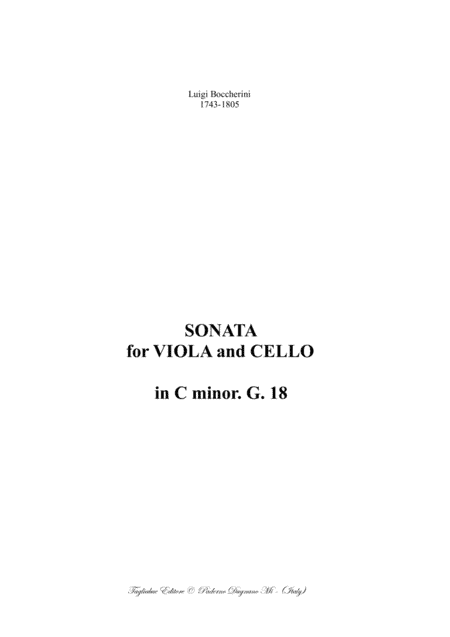 Boccherini - SONATA for Viola and Cello in C minor - G. 18 - Arr. by Renato Tagliabue (arr. Renato Tagliabue)