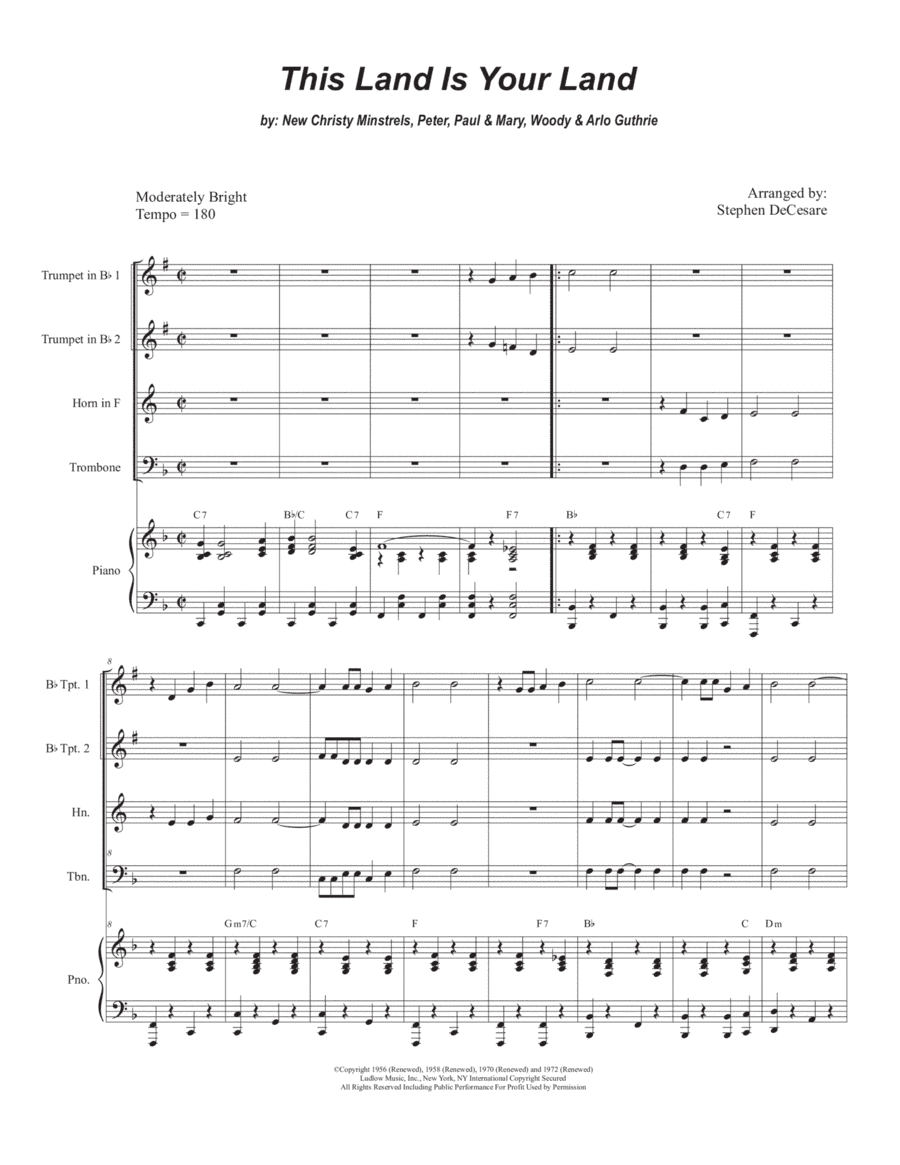 This Land Is Your Land (arr. Stephen DeCesare)