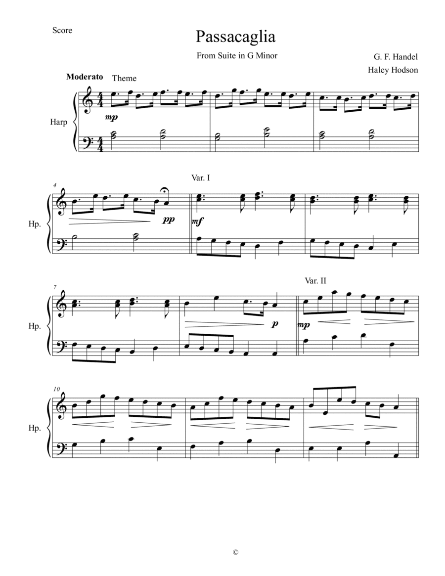 Passacaglia for Solo Lever Harp (arr. Haley Hodson)
