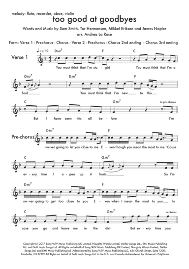 Too Good At Goodbyes (arr. Andrea La Rose)