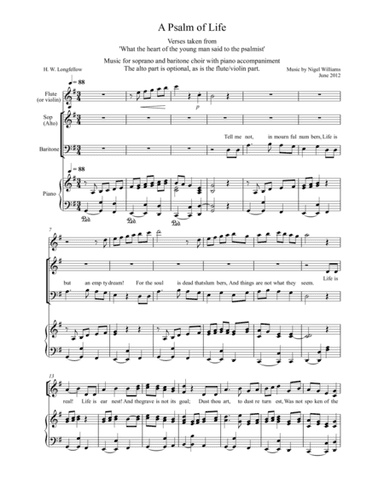 A Psalm Of life, for SAB choir and piano
