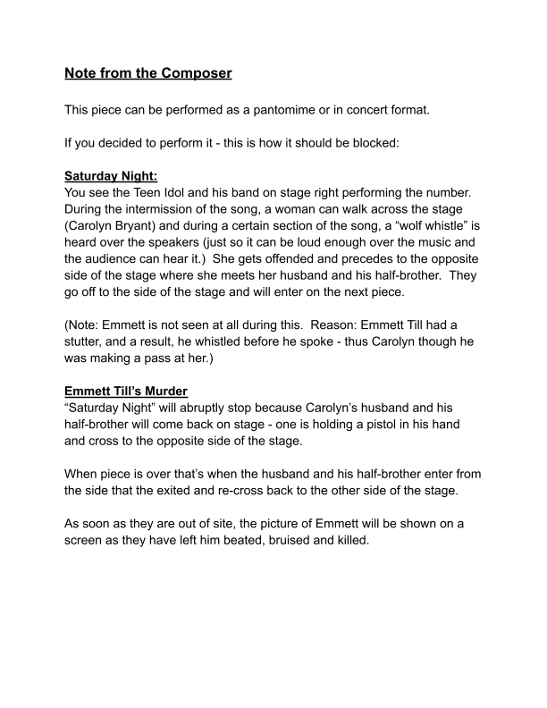 Emmett Till (10 Minute musical presentation) (SATB version)