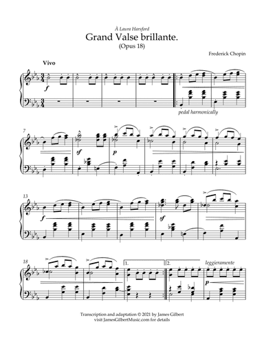 Grand Valse brillante in Eb major, Opus 18 (arr. James Gilbert Music)