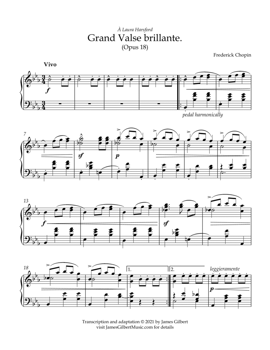 Grand Valse brillante in Eb major, Opus 18 (arr. James Gilbert Music)