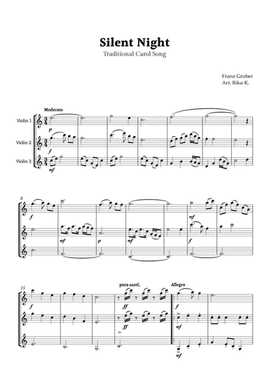 Silent Night for Violin Trio (arr. Rika K.)