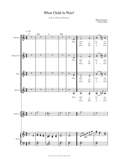 What Child is This - SSAA quartet, violin and piano (arr. Connie Boss)