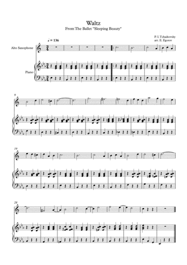 Waltz (Sleeping Beauty), Peter Ilyich Tchaikovsky, For Alto Saxophone & Piano (arr. Eugene Egorov)