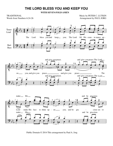 The Lord Bless You and Keep You - with Sevenfold Amen (arr. Paul A. Jorg)