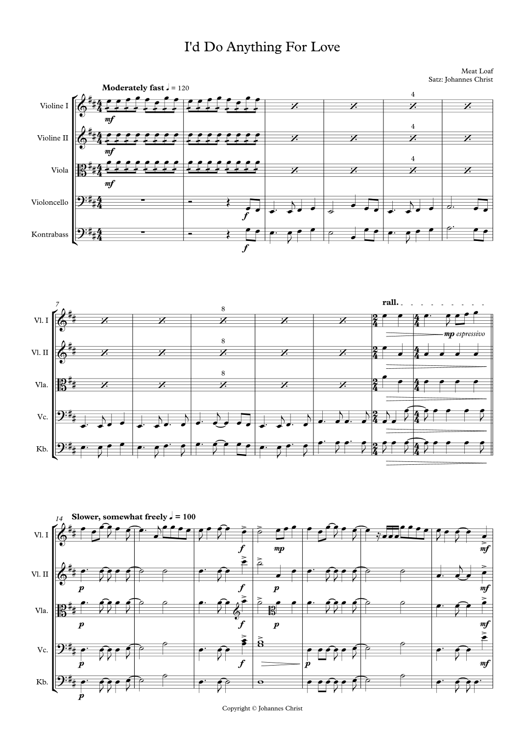 I'd Do Anything For Love (but I Won't Do That) (arr. Johannes Christ)