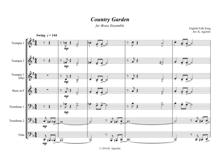 Country Garden - Jazz Arrangement - For Brass Ensemble/Sextet (arr. K. Agioritis)
