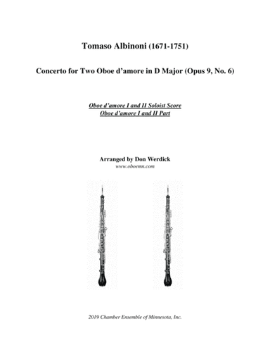 Concerto for Two Oboe d’amore in D Major, Op. 9 No. 6 (arr. Don Werdick (1946 - ))