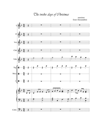 The twelve days of Christmas  - Score Only (arr. Ester Alessandrini)
