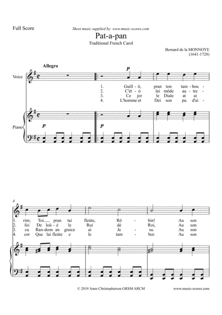 Pat-a-Pan - Burgundian words (arr. Anne L Christopherson GRSM ARCM)