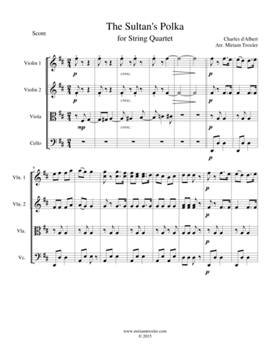 The Sultan's Polka for String Quartet (arr. Miriam Troxler)