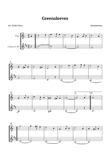 Greensleeves (arr. André Nusa)