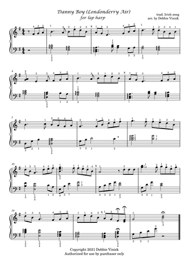 Danny Boy (Londonderry Air)- lap harp 22 strings+ (arr. Debbie Vinick)