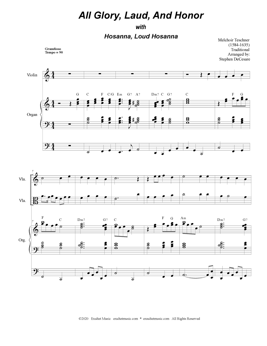 All Glory, Laud, And Honor (with "Hosanna, Loud Hosanna") (Duet for Violin and Viola) (arr. Stephen DeCesare)
