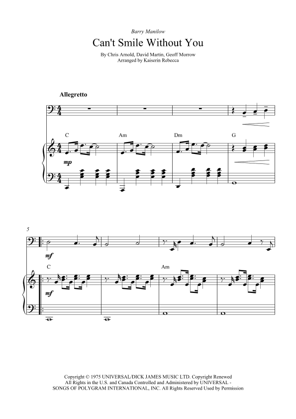 Can't Smile Without You (arr. Kaiserin Rebecca)