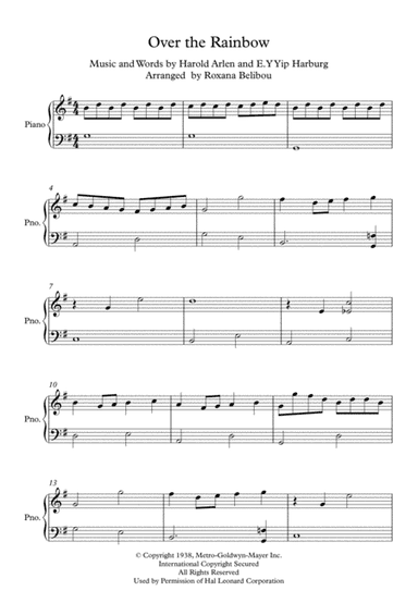 Over The Rainbow (from The Wizard Of Oz) (arr. Roxana Belibou)