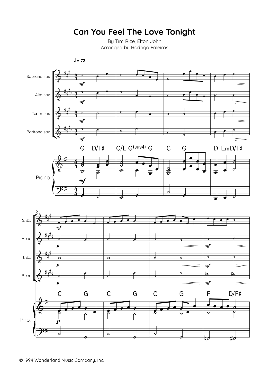 Can You Feel The Love Tonight (arr. Rodrigo Faleiros)
