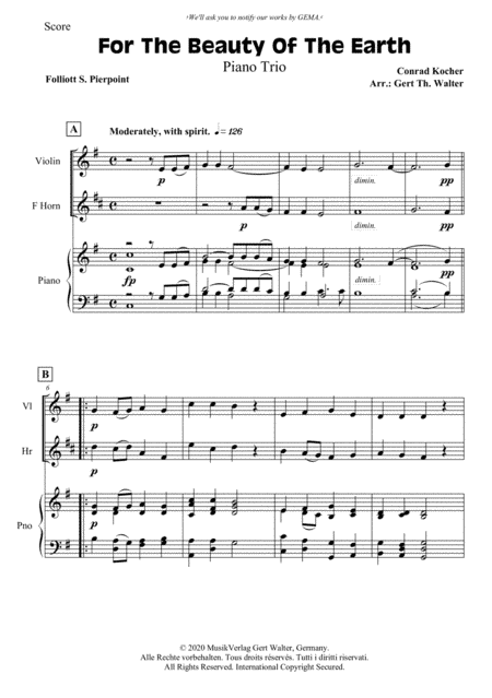 For The Beauty Of The Earth (arr. Gert Th. Walter)