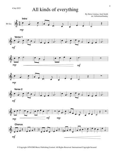 All Kinds Of Everything (arr. ArboretumSunday)