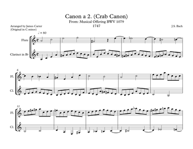 Crab Canon from The Musical Offering for Flute & Clarinet (arr. J.W. Carter)