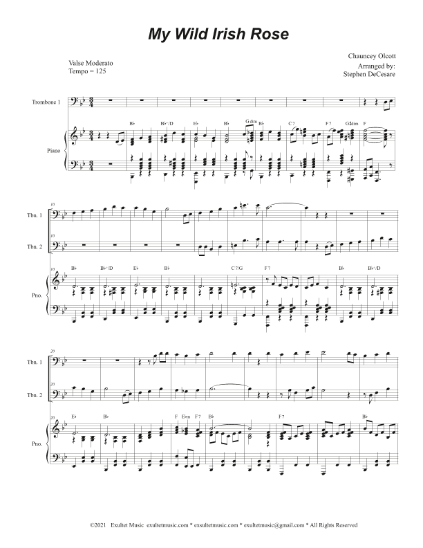 My Wild Irish Rose (Trombone Duet) (arr. Stephen DeCesare)