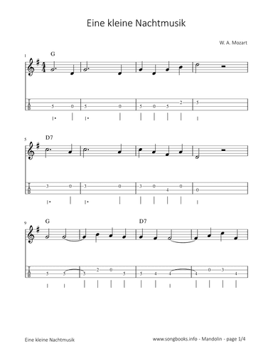Eine kleine Nachtmusik - W. A. Mozart (arr. songbooks.info)