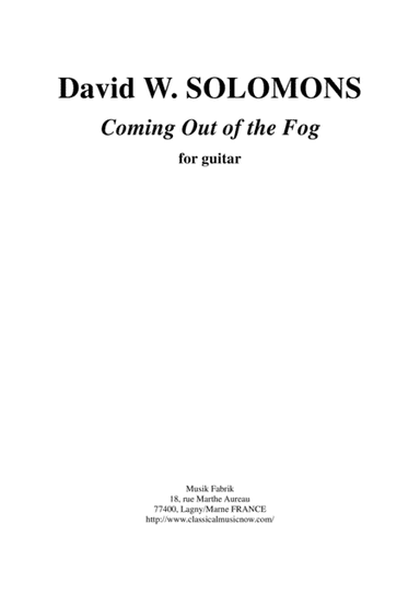 David Warin Solomons: Coming Out of the Fog for solo guitar