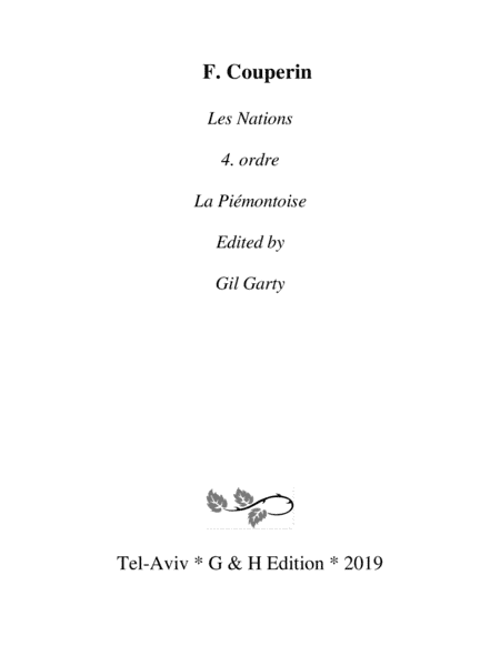 La Piémontoise from Les Nations (Original version) (arr. Gil Garty)
