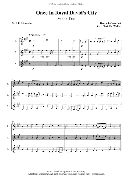 Once In Royal David's City (arr. Gert Th. Walter)