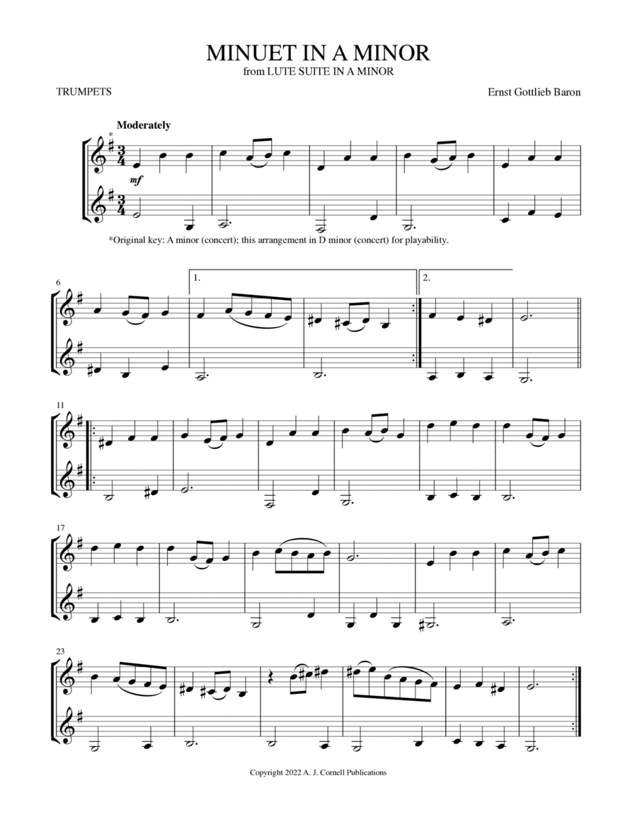 Minuet in A Minor (from Lute Suite in A Minor) (arr. Mark Phillips)