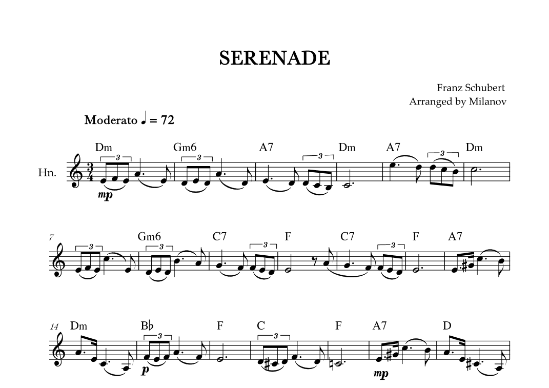 Serenade | Schubert | Horn in F | Chords (arr. Milanov)