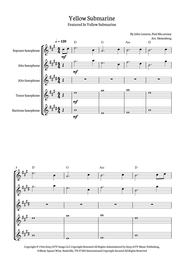 Yellow Submarine (arr. Heisenbeg)