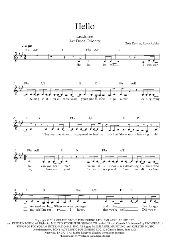 Hello (arr. Duda Oriontte)