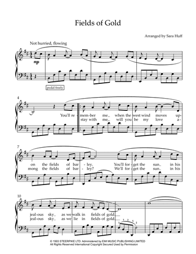 Fields Of Gold (arr. Sara Huff)