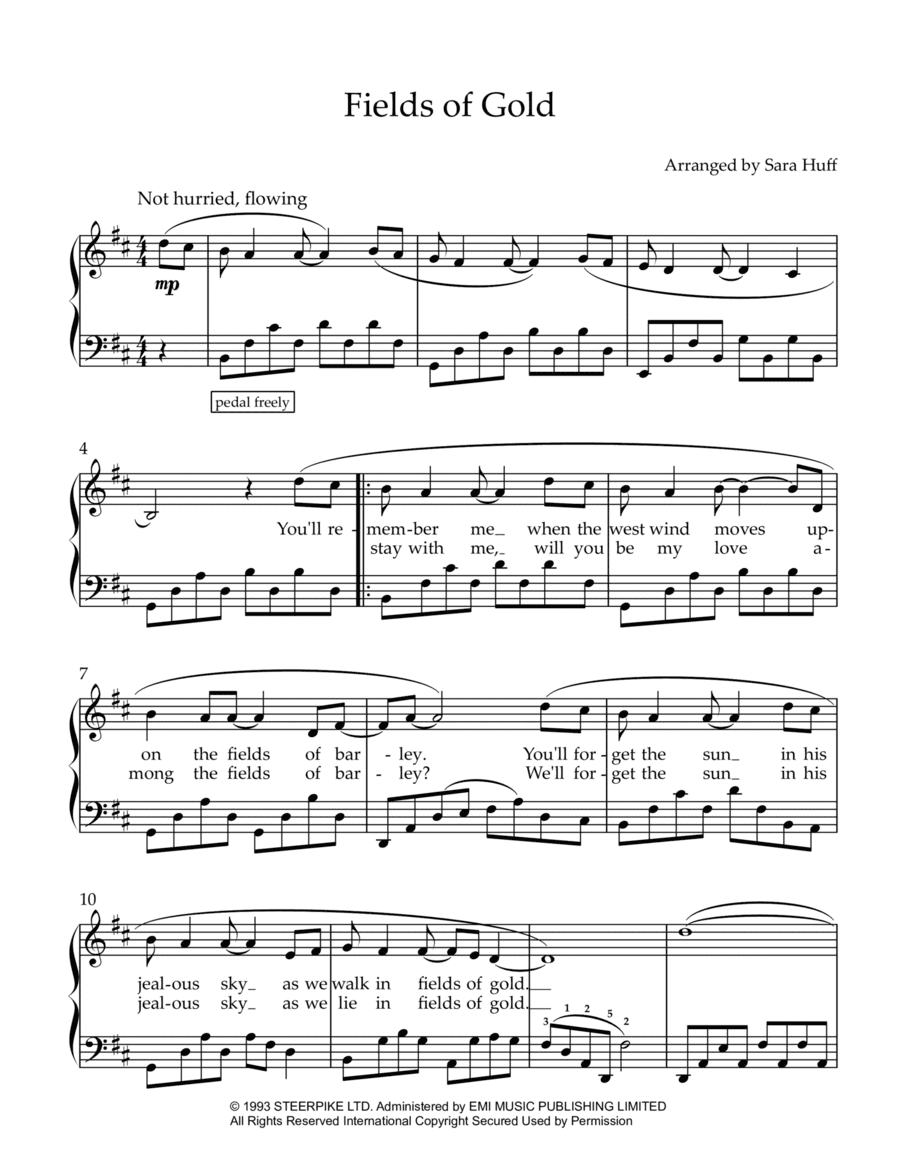 Fields Of Gold (arr. Sara Huff)
